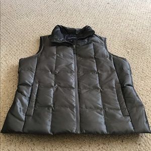 LANDS END WOMENS DOWN FILLED PUFFER VEST METALLIC GREY SZ XL EUC